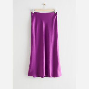 & Other Stories Purple Satin Bias-cut A-Line Midi Skirt Purple US4